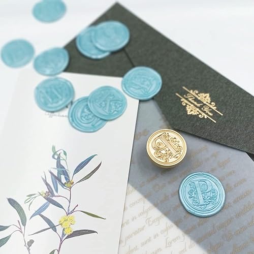 Miniatura 3 de Sello medieval tradicional de cera del alfabeto, con cabeza de latón, con mango de madera, para tarjetasobre, regalo (letra P)