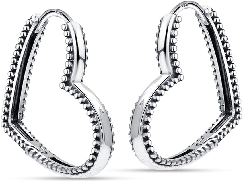 LeCalla 925 Sterling Silver Heart Hoop Earrings for Women | Love Theme Heart Shaped Hoop Earring | Womens Italian Love Heart Earrings Hoops - Image 5