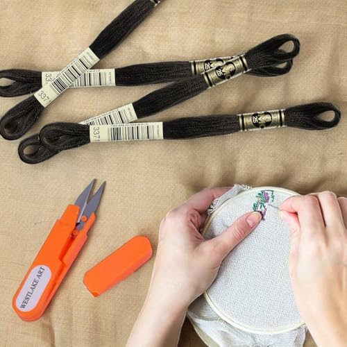 Westlake Art 117MC Dmc Mouline Etoile Floss 4.54G, Black Brown Embroidery Thread, Bundled With Embroidery Scissors – 117-3371 Six Strand Cotton, Double Mercerized thumb #1