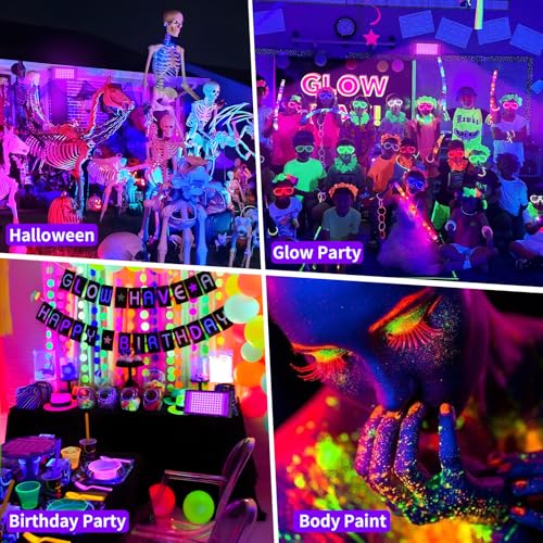 Image of 100W LED Black Lights with Switch+Plug, IP66 Waterproof, 1 Pack | Blacklight Flood Light for Halloween, Neon Glow Party Supply, Bedroom, Fluorescent Poster, Body Paint, Outdoor