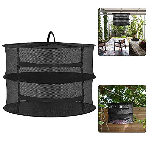 Athemeet Kruiden bewaren kruidendroger kruid drogen net hangen drogen mesh rek opvouwbaar met ritssluiting voor levensmiddelen kruiden fruit thee rokers 2 lagen zwart - Image 7