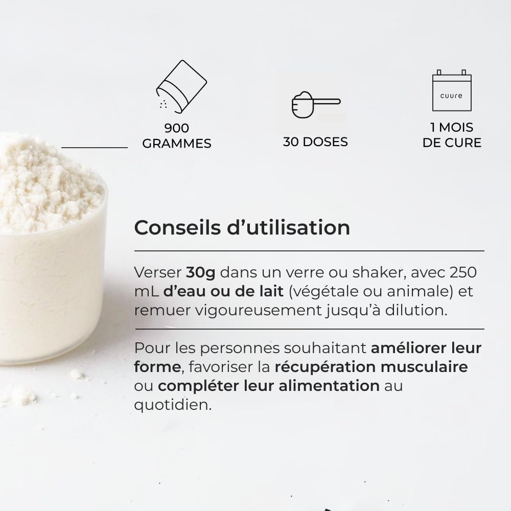 Whey Isolate - CUURE - Whey Isolate Instant 29.1 g - Sport - 83% protéines - 30 jours - 1 Dose/Jour - Vegan - Fabriqué en France
