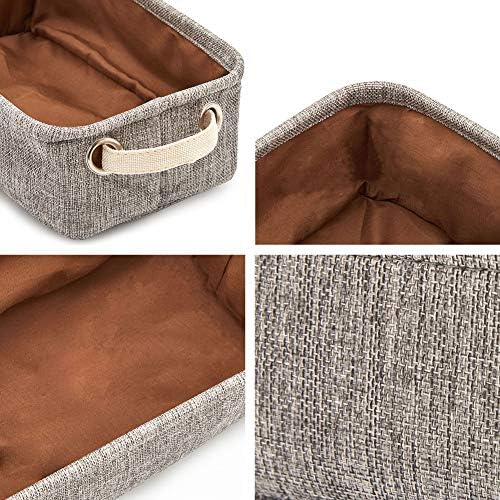 EZOWare Small Collapsible Storage Bins Baskets, Pack of 6 Foldable Canvas Fabric Tweed Organizer Set with Handles for Nursery Kids Toddlers Home and Office - 12 x 7 x 4 inch (Dark Gray) 3 51tIFdVfhGL. AC