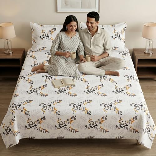 Image of Mafatlal 186 TC Metro Cotton King Size Bedsheet | 108 x 108 Inch|Soft, Breathable & Lightweight | Includes 2 Pillow Covers| Cool Grey 2