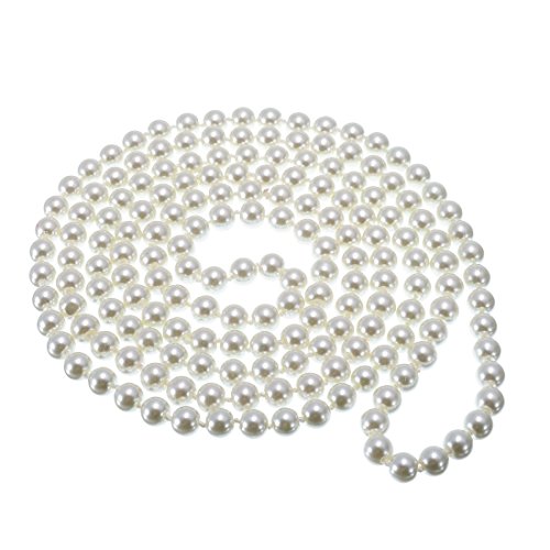 Jerollin Multi-Strand Simulated Pearl Chain Choker Collar Necklace Acrylic Resin Bead Ball Cluster Bib Statement Necklace For Women (White Tone) #TOP6