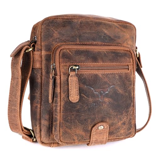 Image of Premium Genuine Leather Messenger Sling Bag for Men & Women - Multipurpose Crossbody Bag with Adjustable Strap & Multiple Pockets for Travel, Office, Work, College & Daily Use