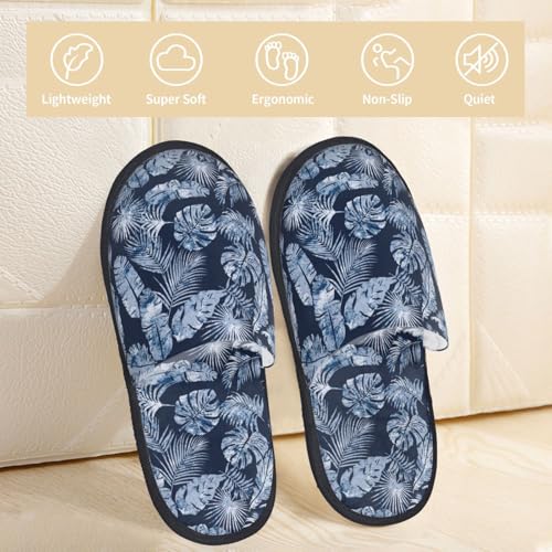 Tropical Leaves Print Women Slippers Home Furry Shoes Keep Men Couples Shoes Warm For Women-3