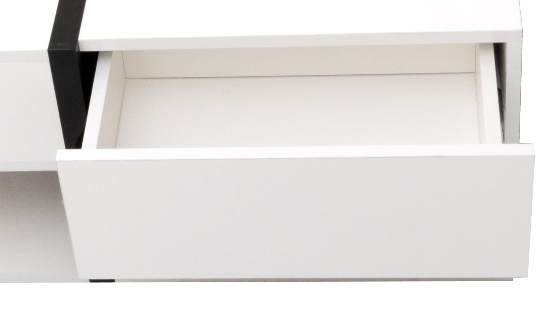 Azkoeesy Moderna mesa de centro brillante con 4 cajones para salón, 78 x 78 x 36 cm, con espacio de almacenamiento inferior, diseño de líneas (blanco)