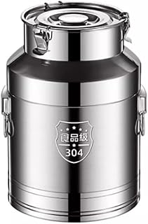 304 Stainless Steel Milk Bucket Milk Can Milk Jug With Sealed Lid, 20l/5.28gal Capacity, Used For Storage And Transportation Of Edible Liquids Or Solids Such As Oil, Wine, Rice, Flour