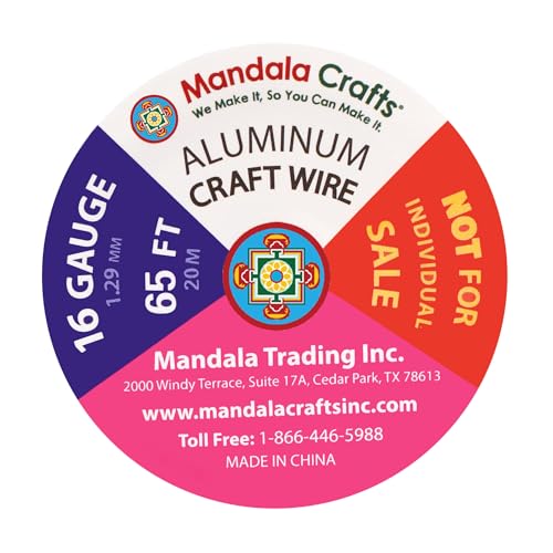 Image of Mandala Crafts 16 GA Gray Copper Red Assorted Anodized Aluminum Craft Wire | 390 FT, Colored, Flexible, Bendable for Bonsai Armature Sculpting Wire Wrapping Jewelry Making, Weather & Tarnish Resistant