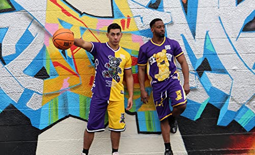 Image of SCREENSHOT Mens Hip-Hop Premium Urban Sreetwear Fashion Jersey Top - NYC Style Basketball Sports Team Color Mesh Tops