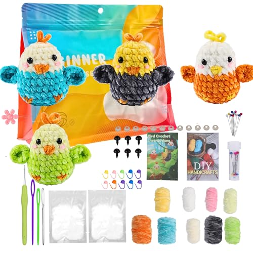 Crochet Kit de Manualidades para Adultos y adolescentes: Kit de crochet y Ganchillo Fácil para Crear Amigurumi - Ideal Principiantes. (Kit Cuatro Pájaritos de Ganchillo Crochet)