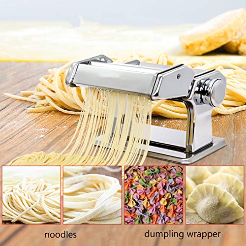 Stainless Steel Pasta Maker Machine Tagliolini Fettuccine Lasagne Hand Crank - Roller Cutter Manual Noodle Makers Making Tools For Homemade Noodles Spaghetti Fresh Dough #TOP3
