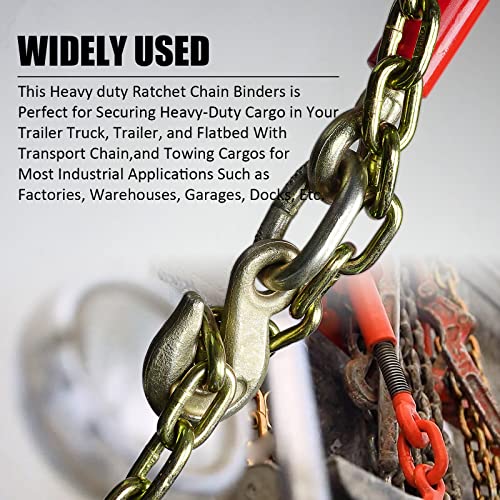 Image of 3 /8-1 /2 inch Ratchet Load Binder G70 9200Lbs for Flatbed Trailer, 4Pk | Drop forged carbon steel,9200lbs load, grab /slip hooks,zinc-dichromate rust-proof,secures cargo on flatbed /truck /trailer,4pk