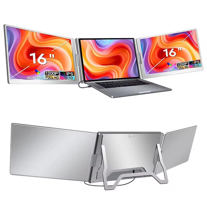 Image of TUTT 16 inch Dual Screen Portable Monitor for Laptop 12 inch-18.5 inch- 16:10 Ratio IPS, Single USB-C Cable, Stand-Alone Design | S900-P