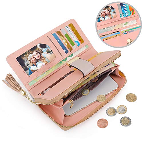Image of Wallets for Women with Multiple Card Slots and Roomy Compartment (Grey /White /Apricot)