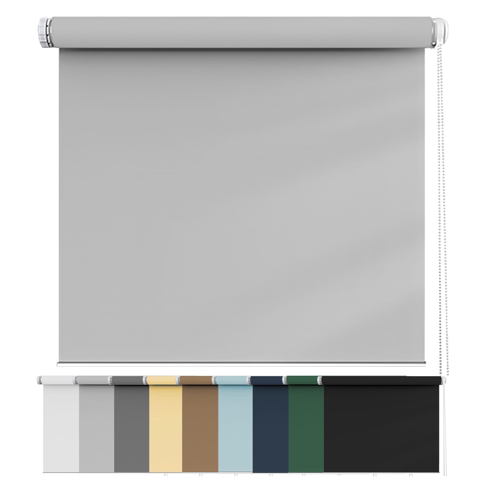 Blackout Blind 100 x 60 cm, Waterproof UV and privacy Protection Thermal Roller Blind, with Install Accessories, for Window and Door, Light Grey — image 1