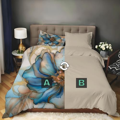 Housse de Couette Fermeture Éclair Facile pour Lit 2 Personnes Infroissable