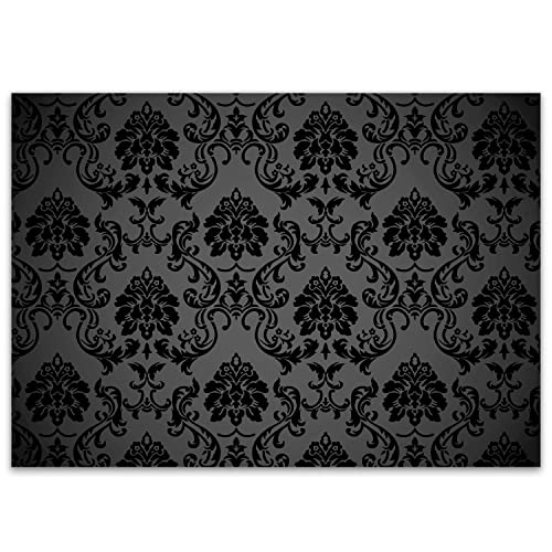 younikat 100 manteles Individuales Ornamento Negro I DIN A3 Cuadrado I Mantel Individual de Papel en Negro, Elegante I Mantel Individual desechable I dv008