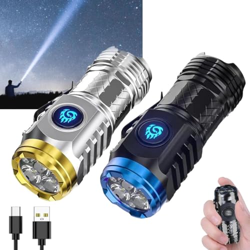 PKKP Mini-Taschenlampe mit dreiäugigem Monster, LED Wasserdicht Taschenlampe Extrem Helle, USB Aufladbar Taschenlampen mit 5 