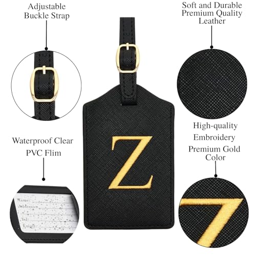 Image of Luggage Tag PU Leather for Suitcase Baggage Handbag Travel Bag Label Suitcase Tag Label Tag w. Name Card & Privacy Cover (Z)
