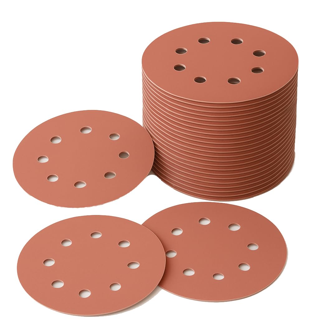 60 Grit Sanding Discs 50 pcs, 125mm Sanding Sheets 5in 8 Holes Pads Hook and Loop for Orbit Orbital Sander and All Oscillating Tools