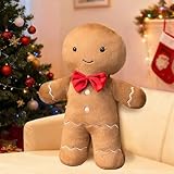 Yefound Cute Christmas Gingerbread Man Pillow Creative Biscuit Man Plush Stuffed Soft Throw Pillows Sofa Room Christmas Party Decor Brown,15.7"