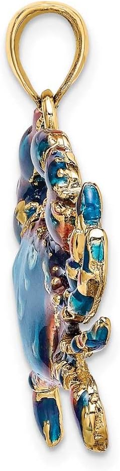 Real and Solid 14K Yellow Gold Blue Enamel Crab Charm