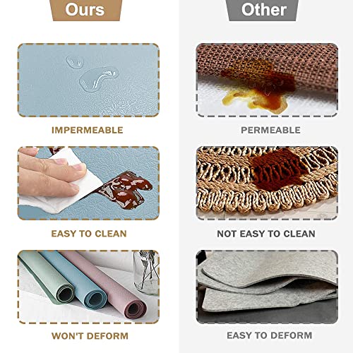 4 Silicone Placemats + 4 Non-Slip Table Coasters with Leaf Pattern Set, Heat Resistant 230 °C, Waterproof Place Mat for Kitchen, Home, Restaurant, Dining Table, 40 x 30 cm, Light Blue - Image 6