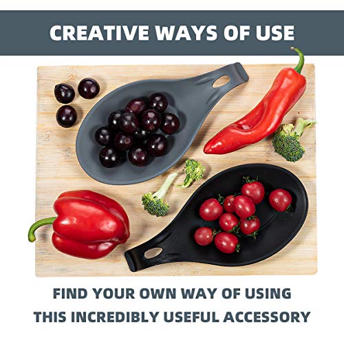 image for iNeibo Silicone Spoon Rest For Kitchen Counter, Silicone Spoon Holder 