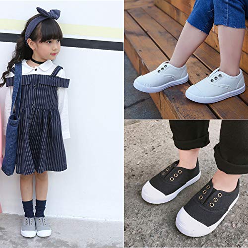 E-Fak Toddler Shoes Boys Girls Canvas Sneaker Slip-On Kids Shoes Light Weight Fashion Casual Running Shoes(Toddle/Little Kids/Baby)(7 Toddler, A/Grey) #TOP1