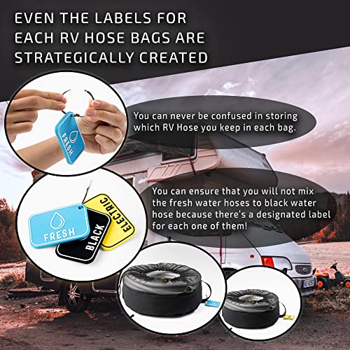 Waterproof Rv Hose Storage Bags - Set Of 3 | Rv Essentials Must Haves For 2023 For Inside Outside | Proud Usa Company | Neatly Store Hoses For Sewer, Water, Cords With Caddy | Camper Accessories To Organize Motorhome And Travel Trailer #TOP4