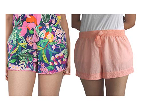 Image of B STORIES Women's Viscose Printed Lounge Culotte Shorts (Pack of 2)
