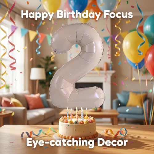 Image of YPSelected 32 Inch Large Foil Helium Number Balloon Birthday Wedding Party 0-9 (Cream, 2)