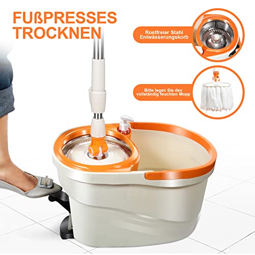 Wischsystem Masthome Wischmopp und Eimer Set mit 145 cm Stiel