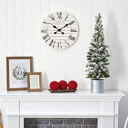Nearly Natural 3ft. Flocked Christmas Artificial Pine Tree in Tin Planter