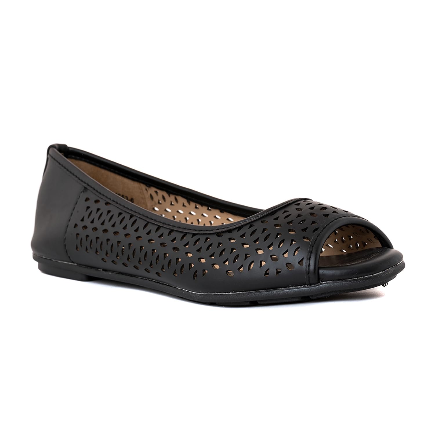 Khadims Black Peep-Toe Ballerina Casual Shoe for Women (6537846) (B0CXSVM9VT) Amazon Price History, Amazon Price Tracker