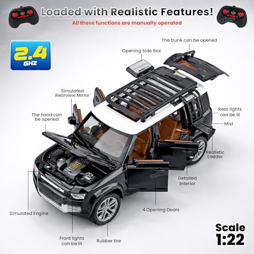 Image of Zest 4 Toyz Die Cast Remote Control Car Toy for Kids Die Cast Metal Car with Mist Spray Action Rechargeable Off Road RC Vehicle for Boys & Girls Age 3+ (Black)