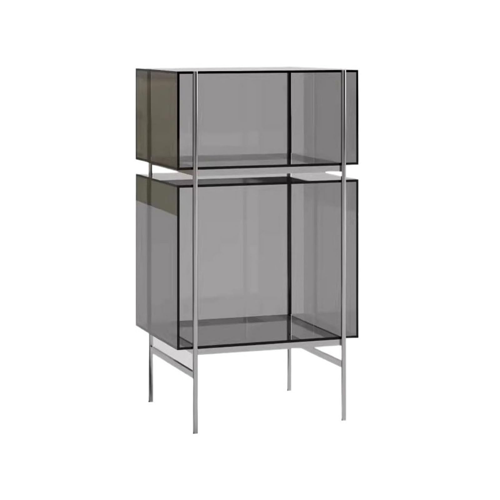 Huangj-0527 CD storage Multi-functional Acrylic CD Record Rack with Stainless Steel Bracket Living Room Sideboard Record(Gris)