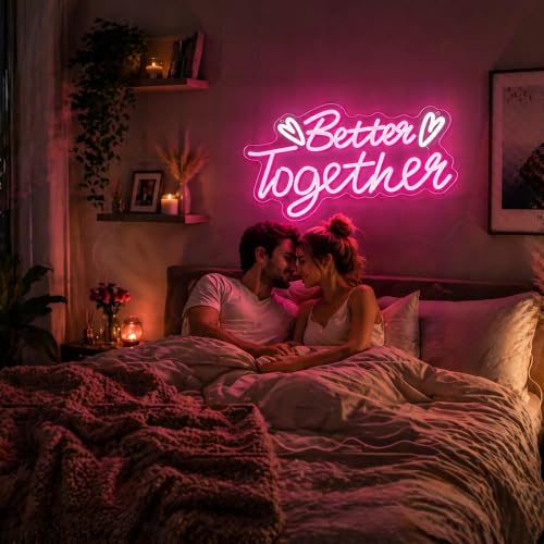 Image of Better Together Neon Sign for Wall Decor Light Up Sign Led Signs for Room Party Home Wall Decor USB Powered