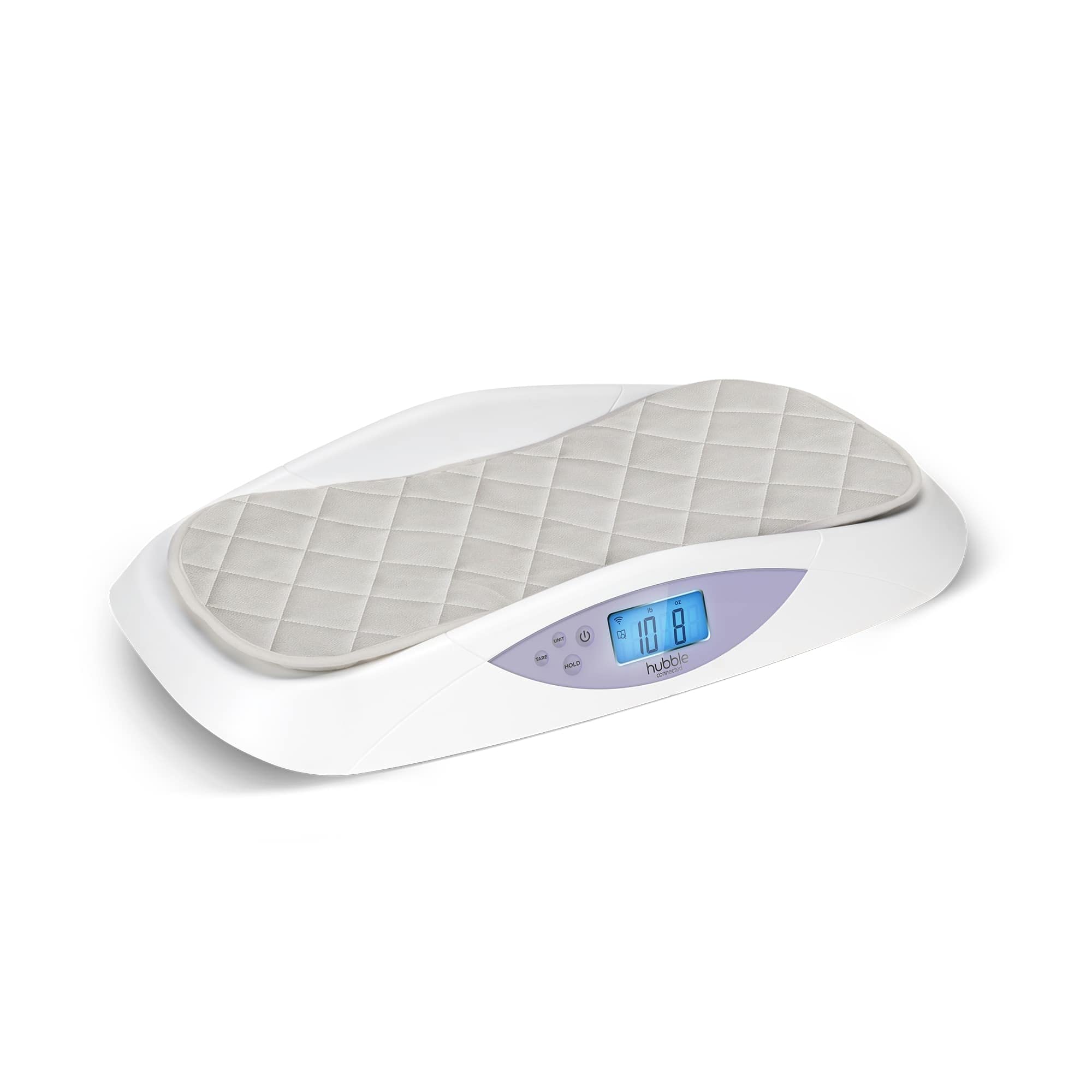 Hubble Connected Grow Báscula inteligente para bebés con Bluetooth con pantalla LCD, seguimiento de peso, cambiador suave, tara y retención y tecnología de 4 sensores para una precisión excelente