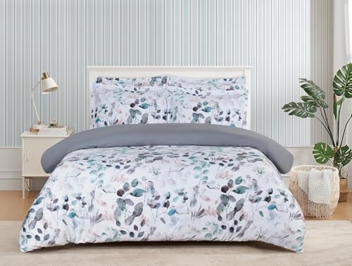 Majestic Giftware Madison Linen 4 Pcs 48" Twin Size Bedding Set (BL508-48T-4pcs) Easy Care - Botanical Bliss 300 TC 100% Cotton Sateen | 1 Fitted Sheet, 1 Duvet, 2 Pillowcases - Ritz Collection
