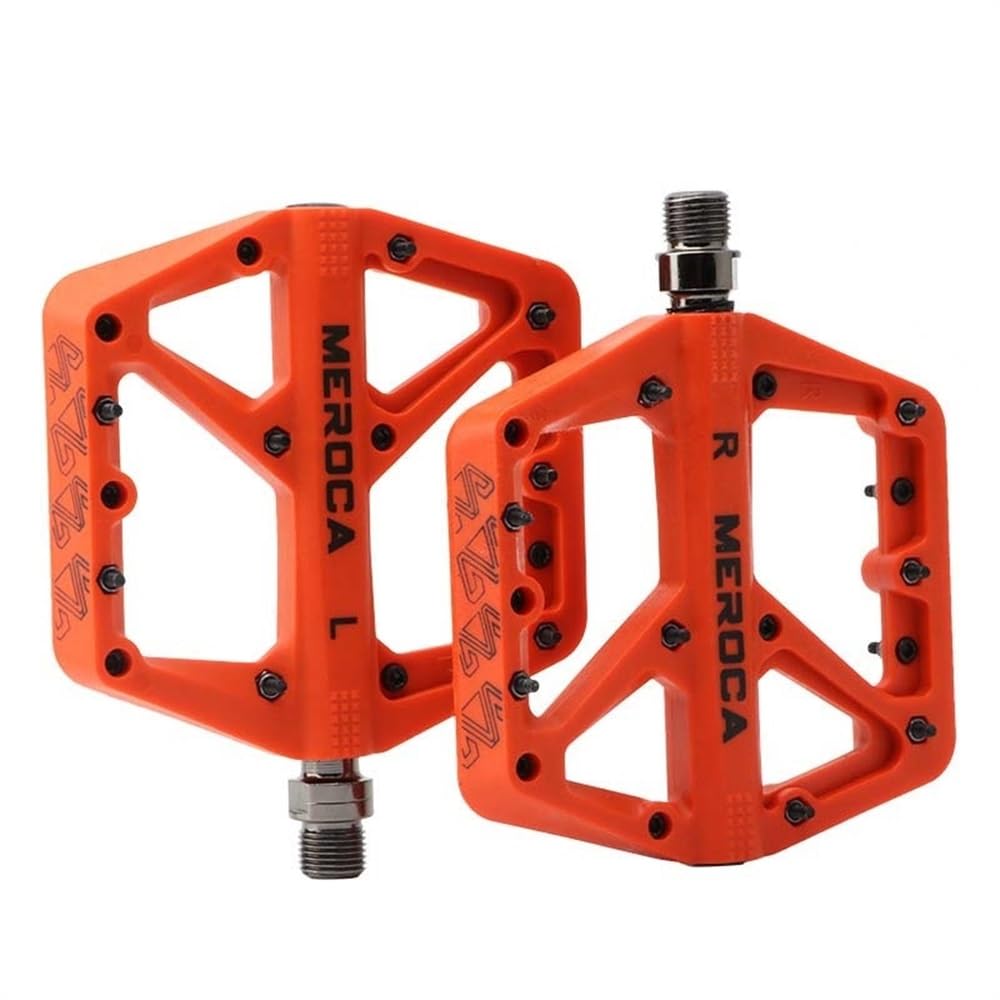 Pedali Bici Pedale della Bici MTB Cuscinetto a Pedale in Mountain Mountain Nylon Leggero Antislip Extra Grandi Dimensioni in Discesa for Uomo Piede Grande Pedali (Color : Orange)