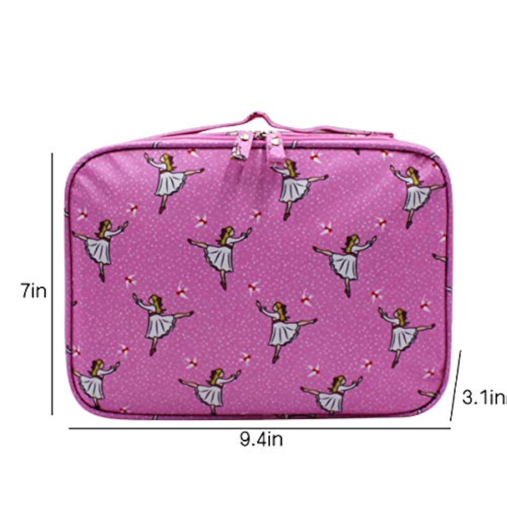 Portable Waterproof Makeup Cosmetic Bag for Women, Pink Dancing