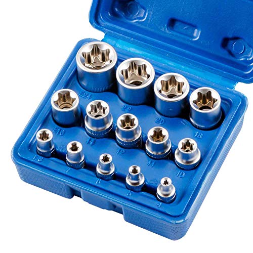 Qnkaa Female E Star Torx Socket Set E4-E24 E-Torx External Socket Insert Nut 14pcs 1 Qnkaa Female E Star Torx Socket Set E4-E24 E-Torx External Socket Insert Nut 14pcs