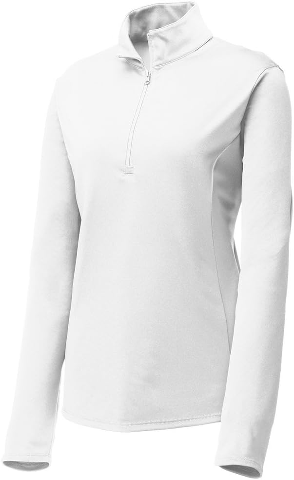 Dri-Equip Ladies Moisture Wicking 1/4-Zip Pullover-L-White