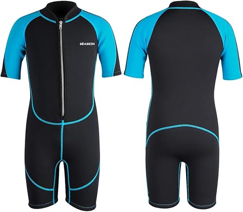 Seaskin Traje de neopreno para niños y niñas, con cremallera frontal de 0.079 pulgadas, con cremallera trasera de 0.118 pulgadas, traje de neopreno