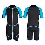 Seaskin Kids Wetsuit for Boys Toddlers, 2mm Front Zipper Shorty Wetsuits, Neoprene Thermal Swimsuits for Diving Surfing Swim Lessons Size 4