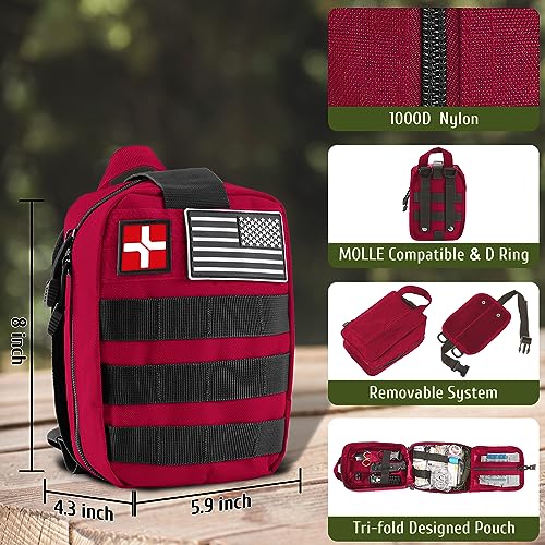 170 PCS Survival Kits, Survival First Aid Kit, Trauma Kit with Essential Survival Gear Emergency Medical Supplies for Hiking Camping Backpacking Outdoor Adventure, Gifts for Christmas Him Dad - Image 3