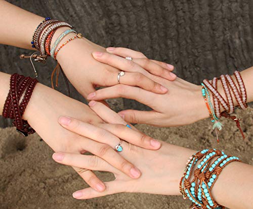 Image of C.QUAN CHI Natural Crystal Bead Bracelet Leather Wrap Bracelet 5 Wrap Stackable Braid Bracelet Bangle Jewelry Birthday Gifts